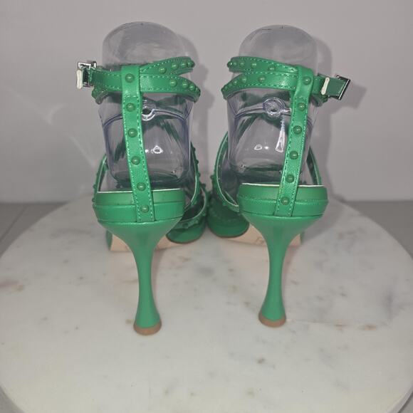 Azalea Wang Shoes Womens Size 8 Green Strappy Studded Heel Sandals SKIP-GREEN - Picture 4 of 13